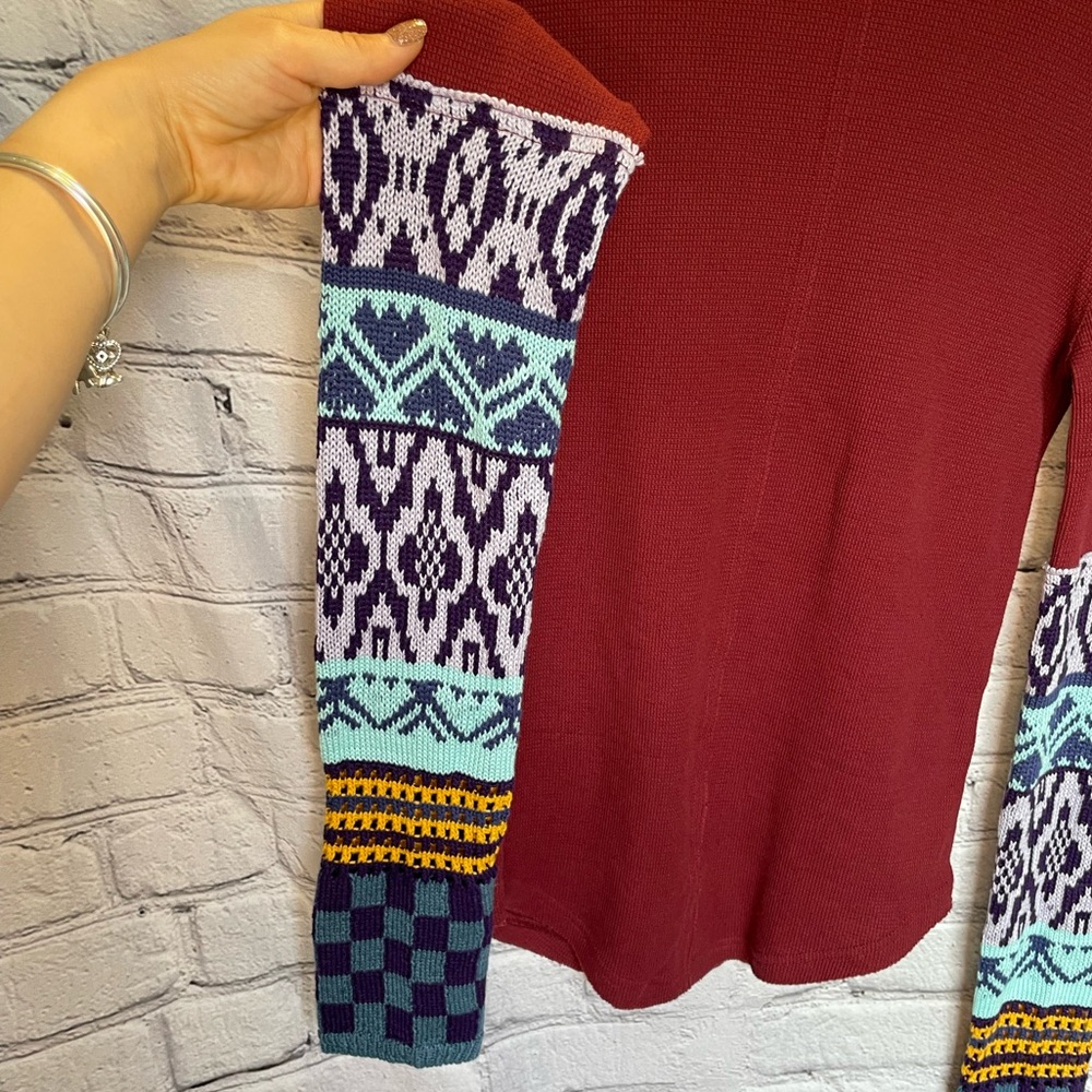 NWT We The Free Gorgeous Cuff Thermal Top - Wild Garnet Combo - Size Small - Picture 9 of 17